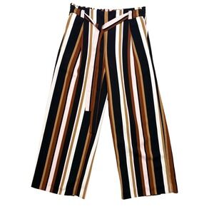 Ann Taylor Petite XXSP Striped Paper Bag Wide Leg Tie Waist Cropped Pants